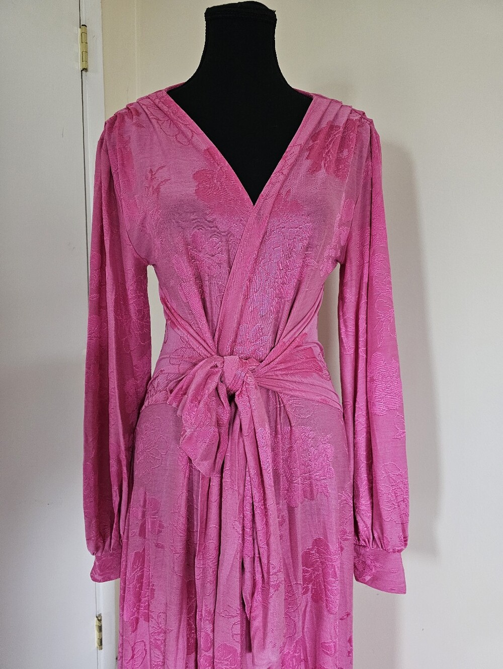 Maxi Pink Floral Wrap Dress - Picture 3 of 9